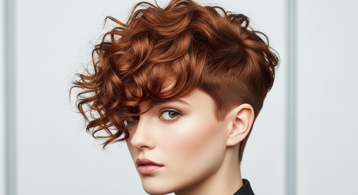 Asymmetrical Curly Pixie