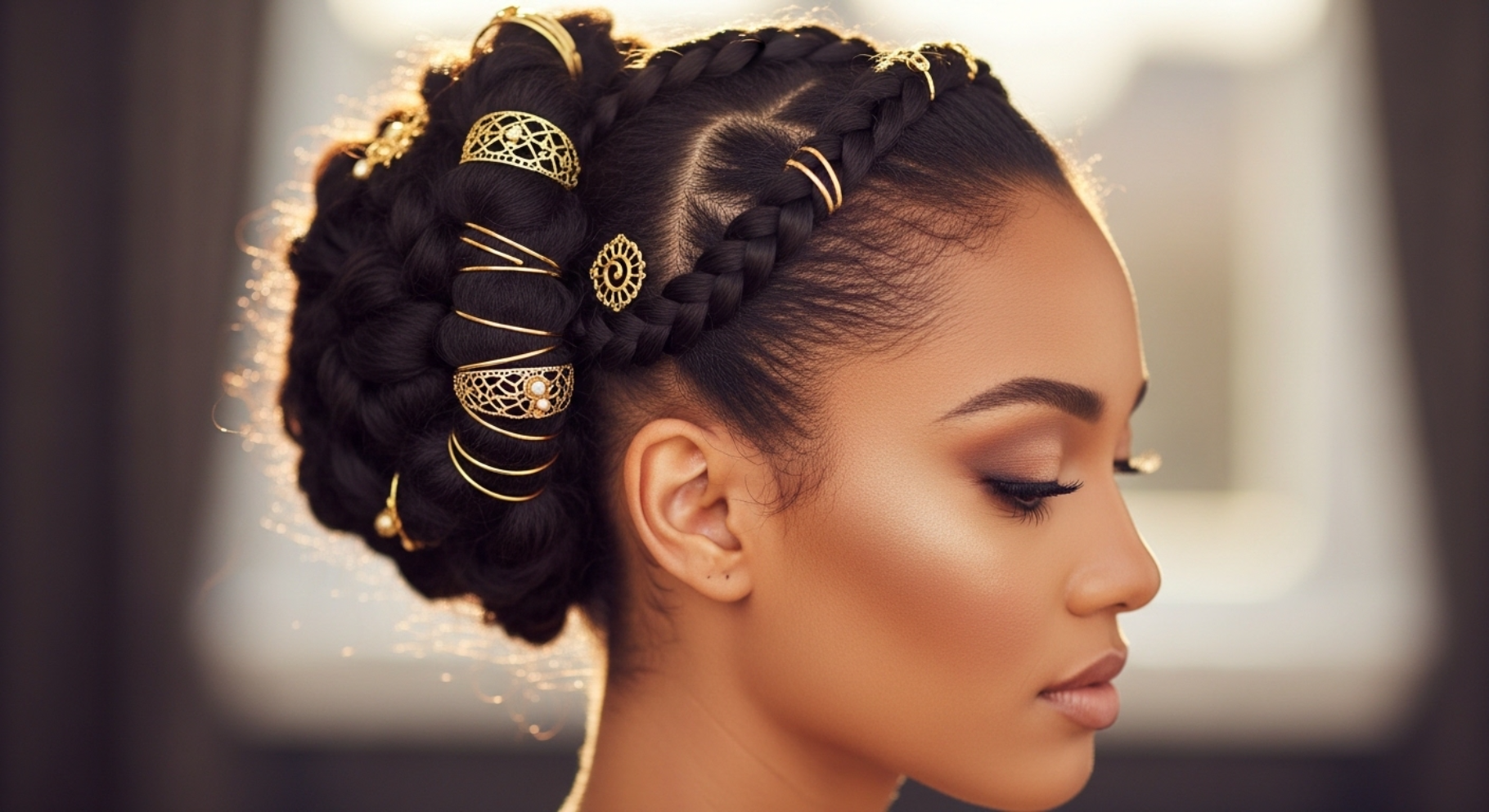 Braided Bun with Accessories Detail