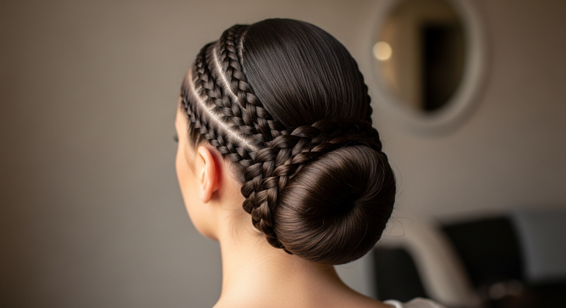 Braided Chignon Updo with Smooth Finish