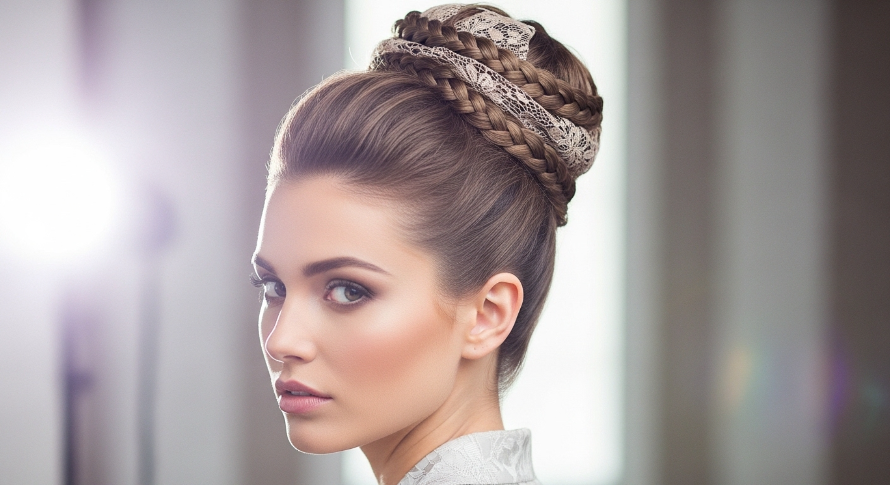 Braided High Bun Updo