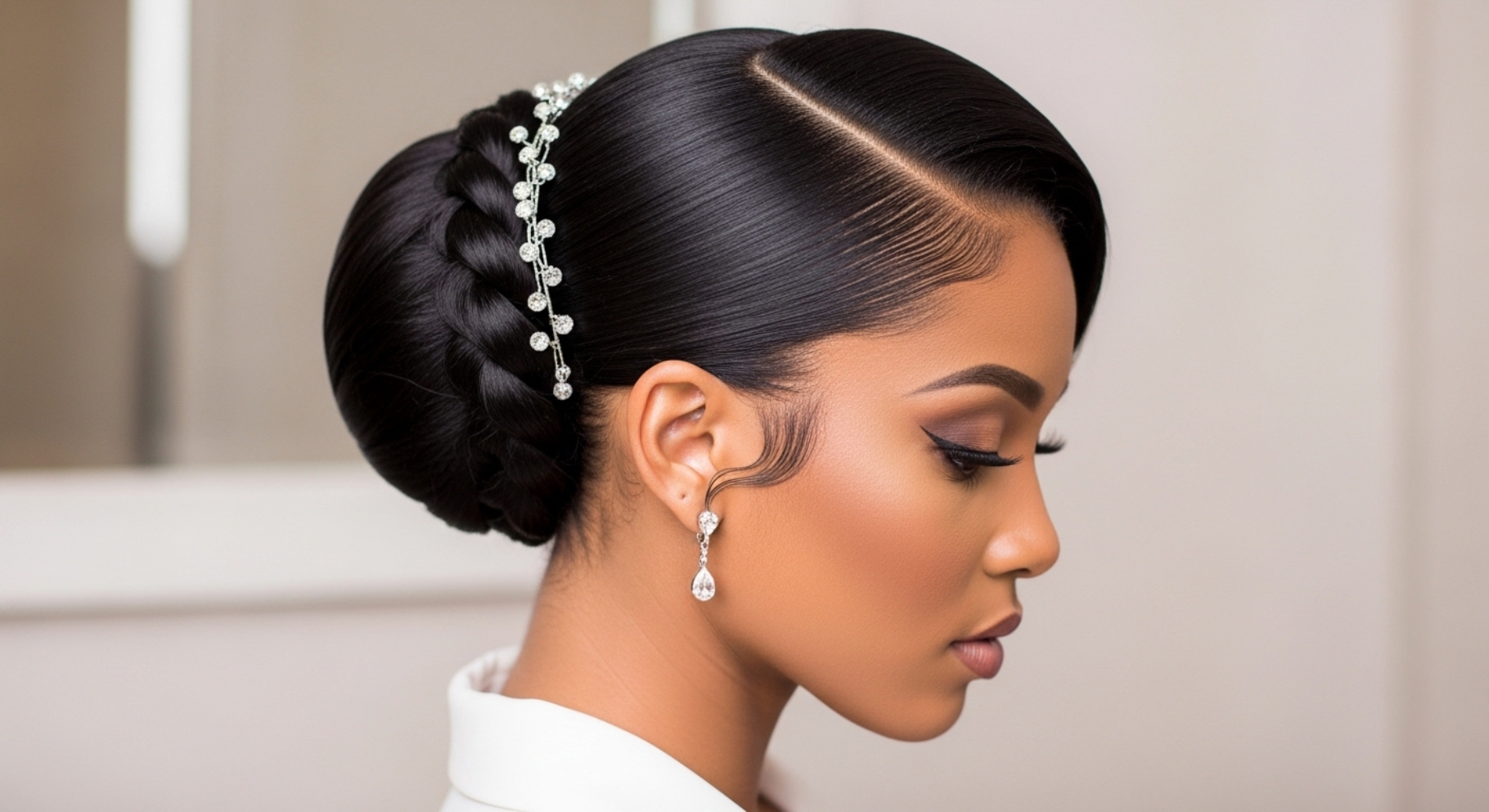 Braided Side Bun with Deep Part
