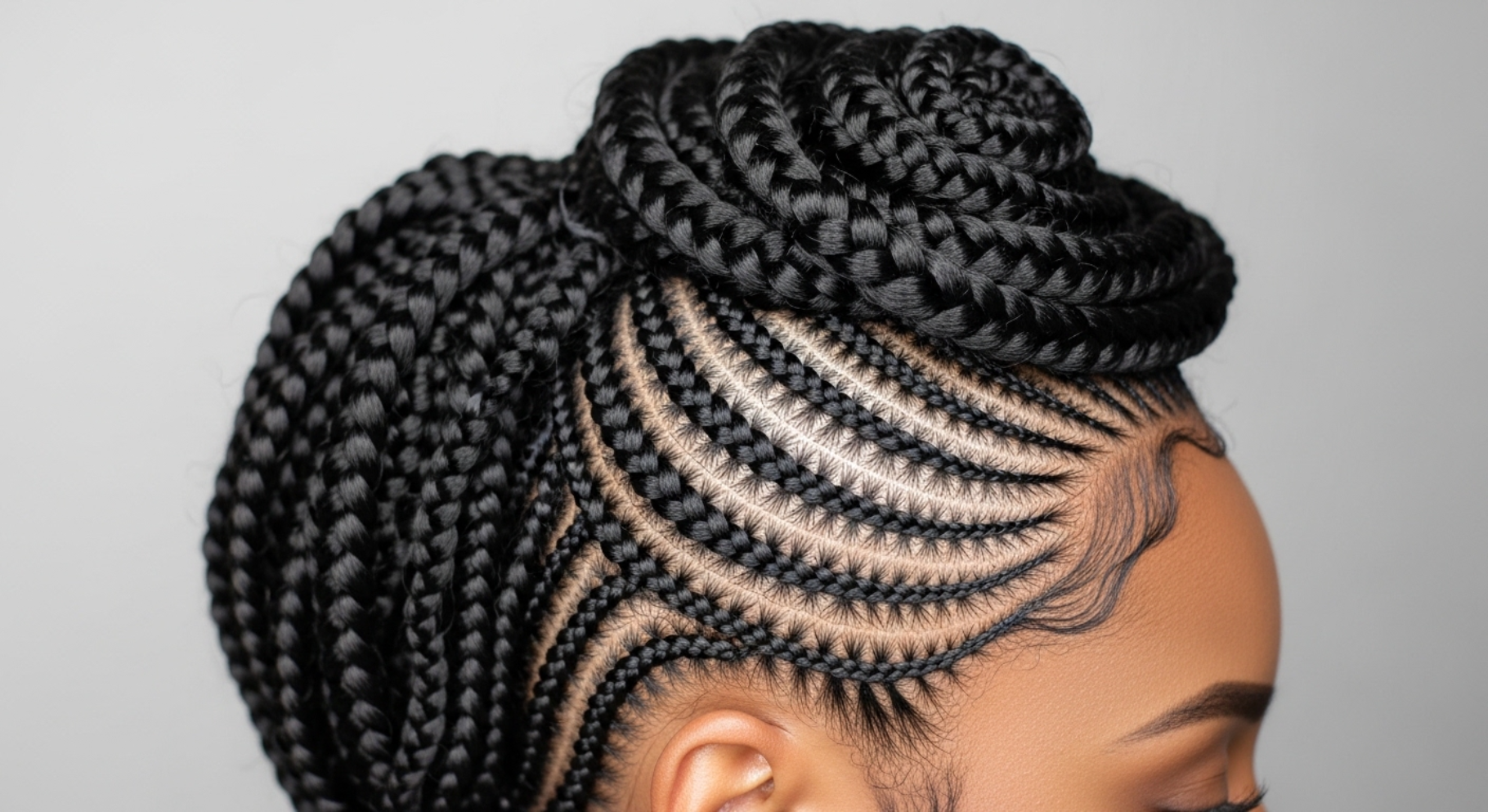 Braided Updo with Side Cornrow Design