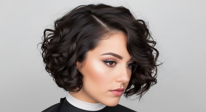 Curly Bob with Side Part