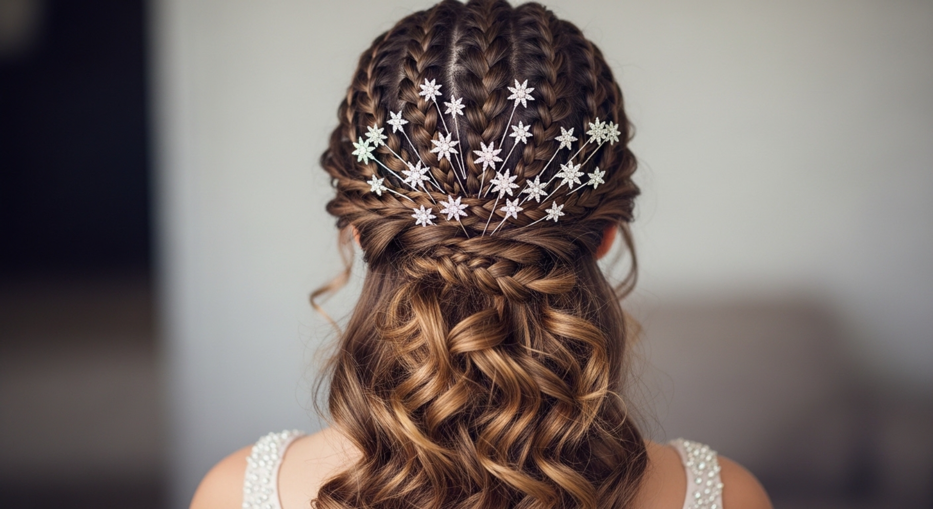 Curly Half-Up Braided Detail