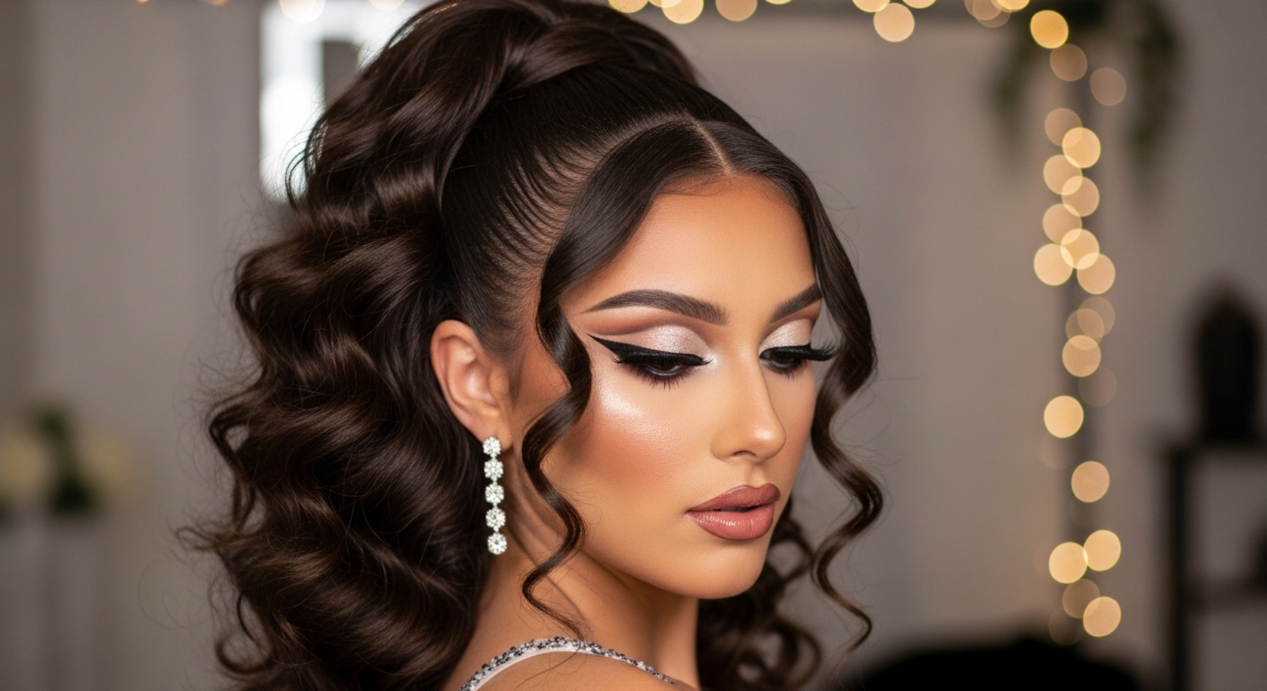 Curly High Ponytail with Volume