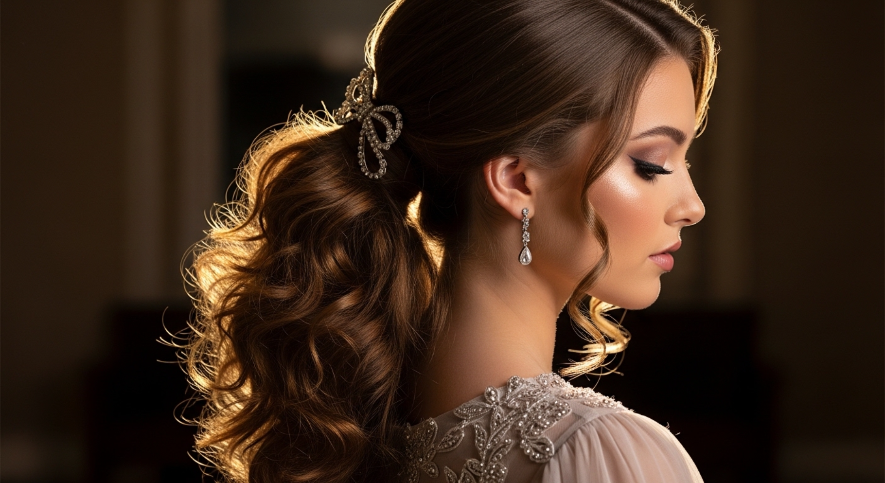 Curly Low Ponytail with Volume