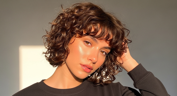 Curly Pixie with Curtain Bangs