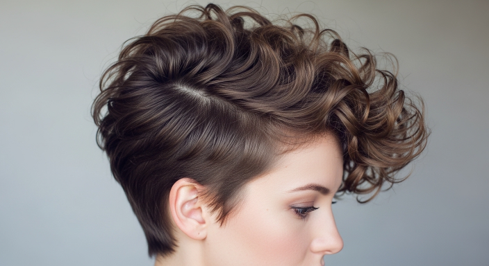 Curly Pixie with Deep Side Part