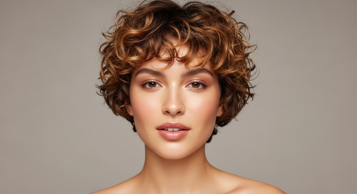 Curly Pixie with Highlights