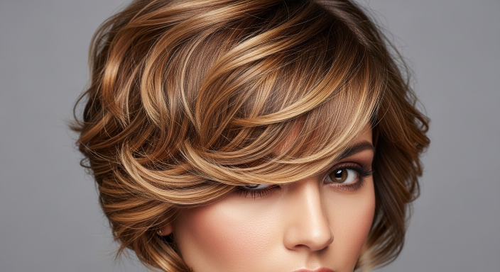 Curly Pixie with Side-Swept Fringe