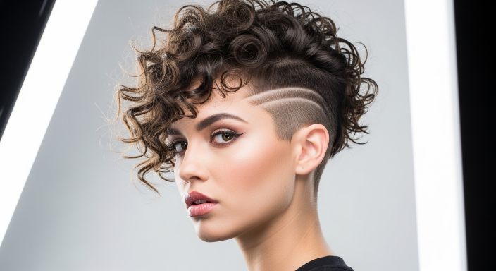 Curly Pixie with Side Undercut