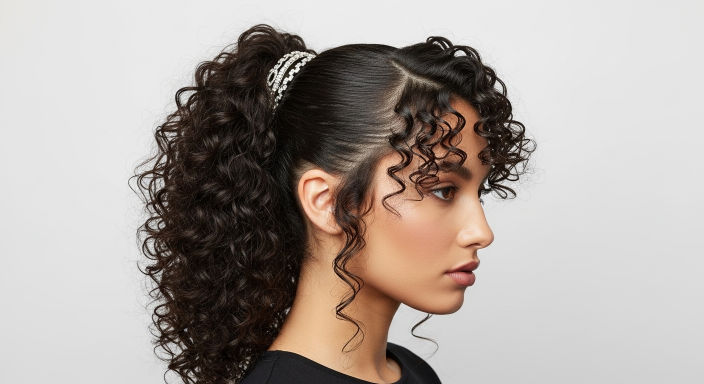 Curly Ponytail with Volume
