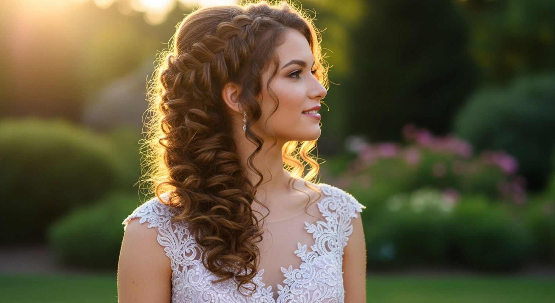 Curly Side Braid with Volume