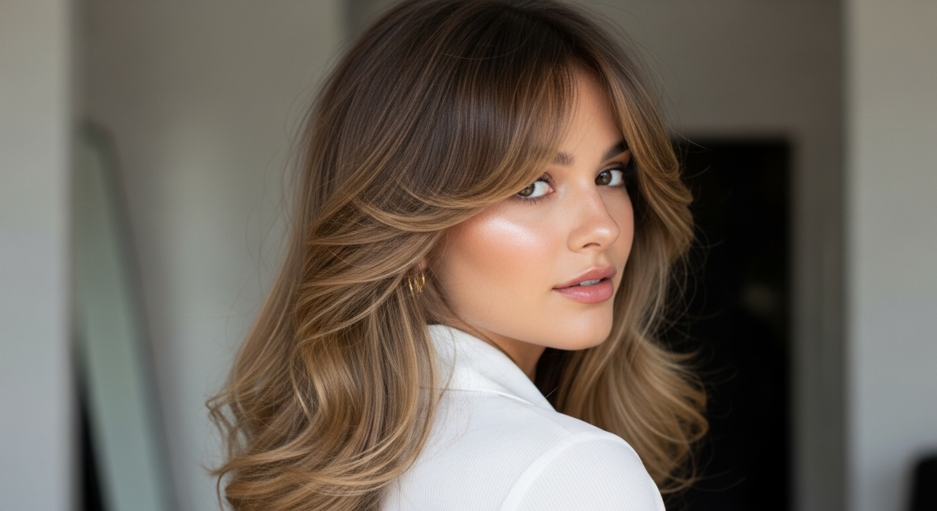 Curtain Bangs with Flowing Length