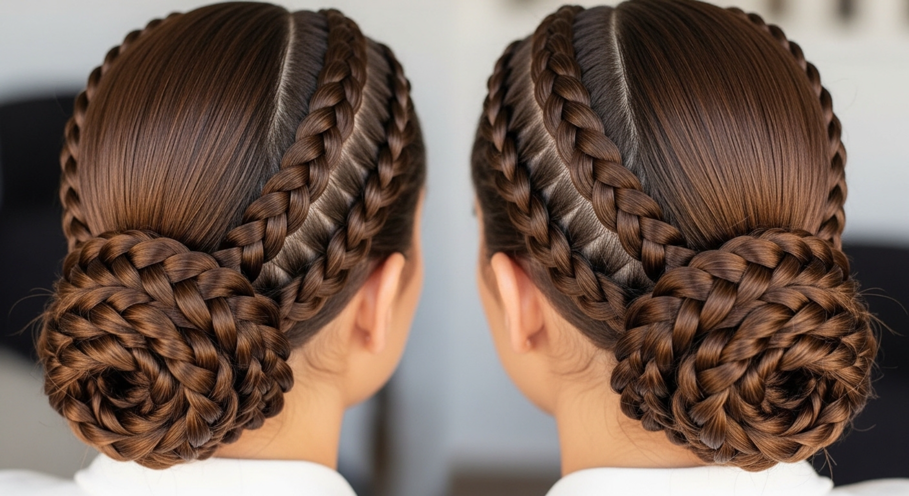 Double Braided Bun Updo