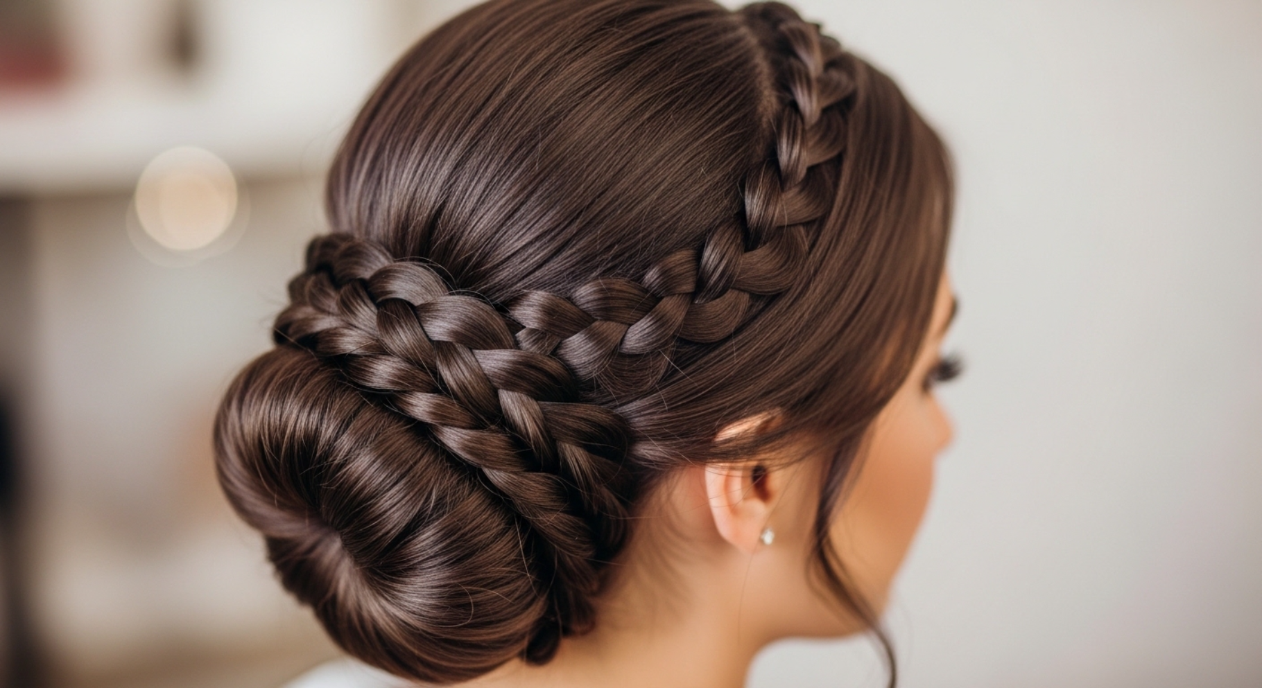 Elegant Braided Chignon with Soft Volume Finish