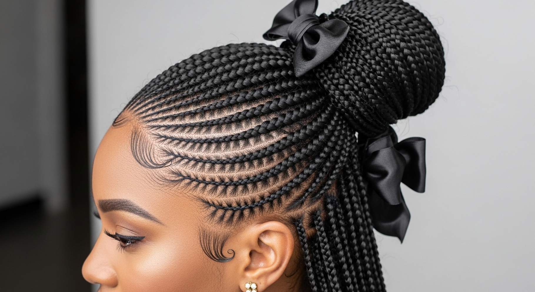 Feed-In Braided Updo with Sleek Finish