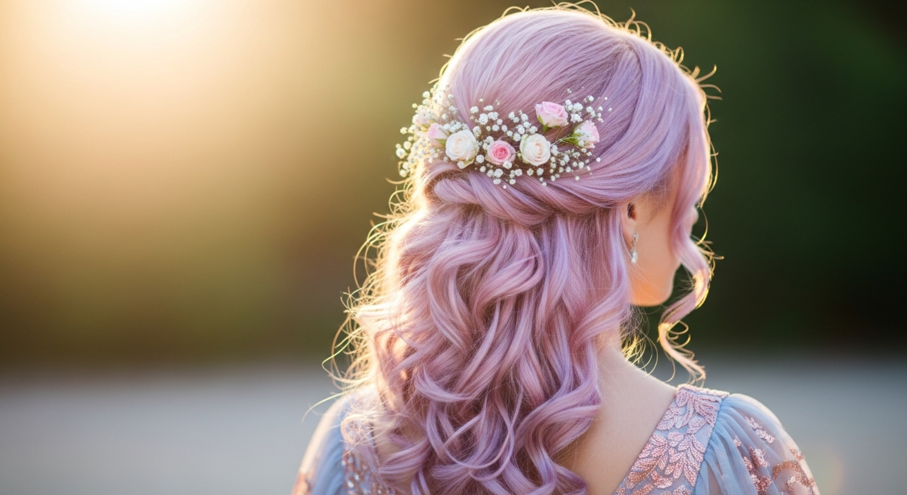 Half Up with Floral Pins