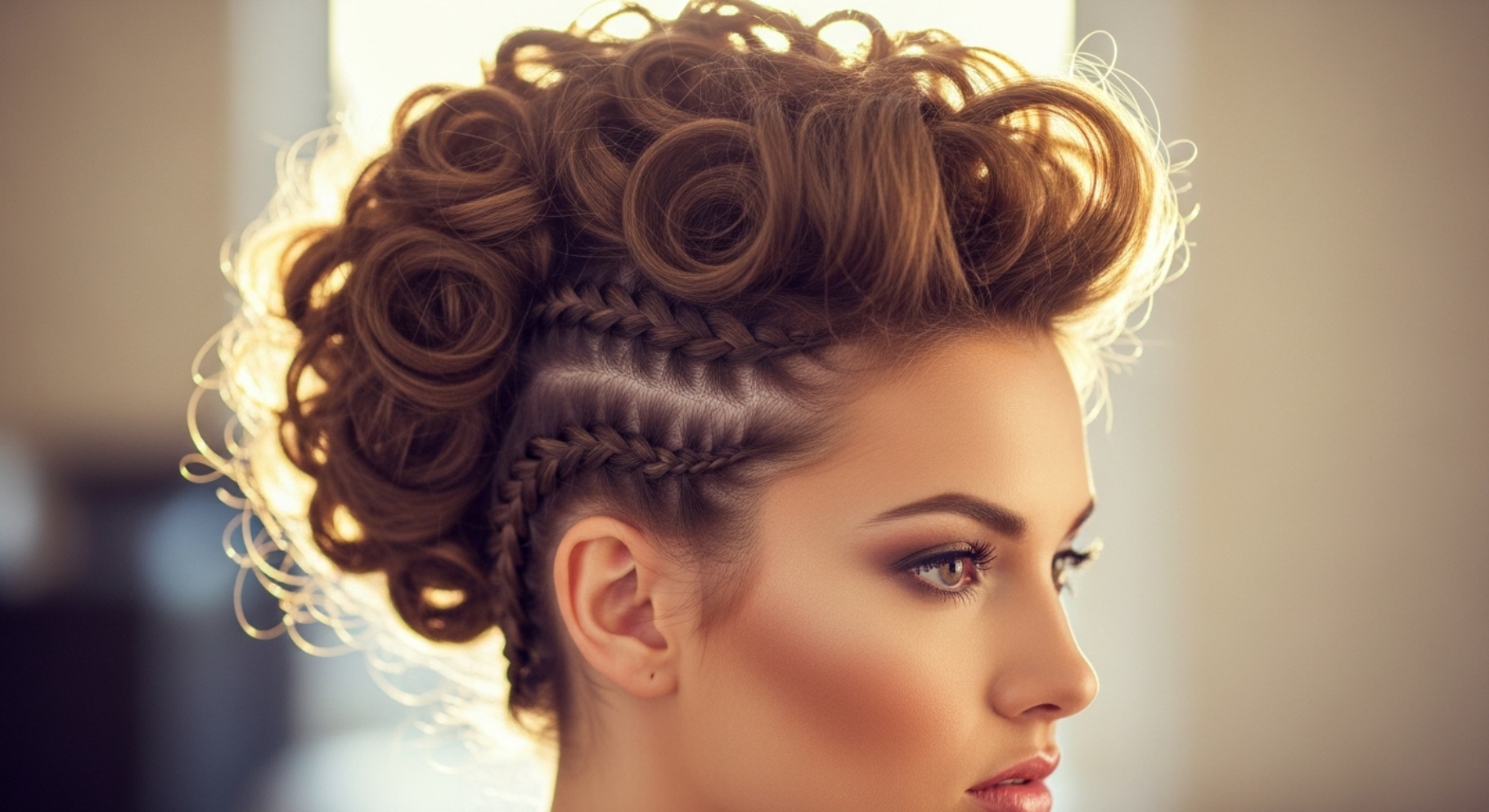 High Braided Puff Updo
