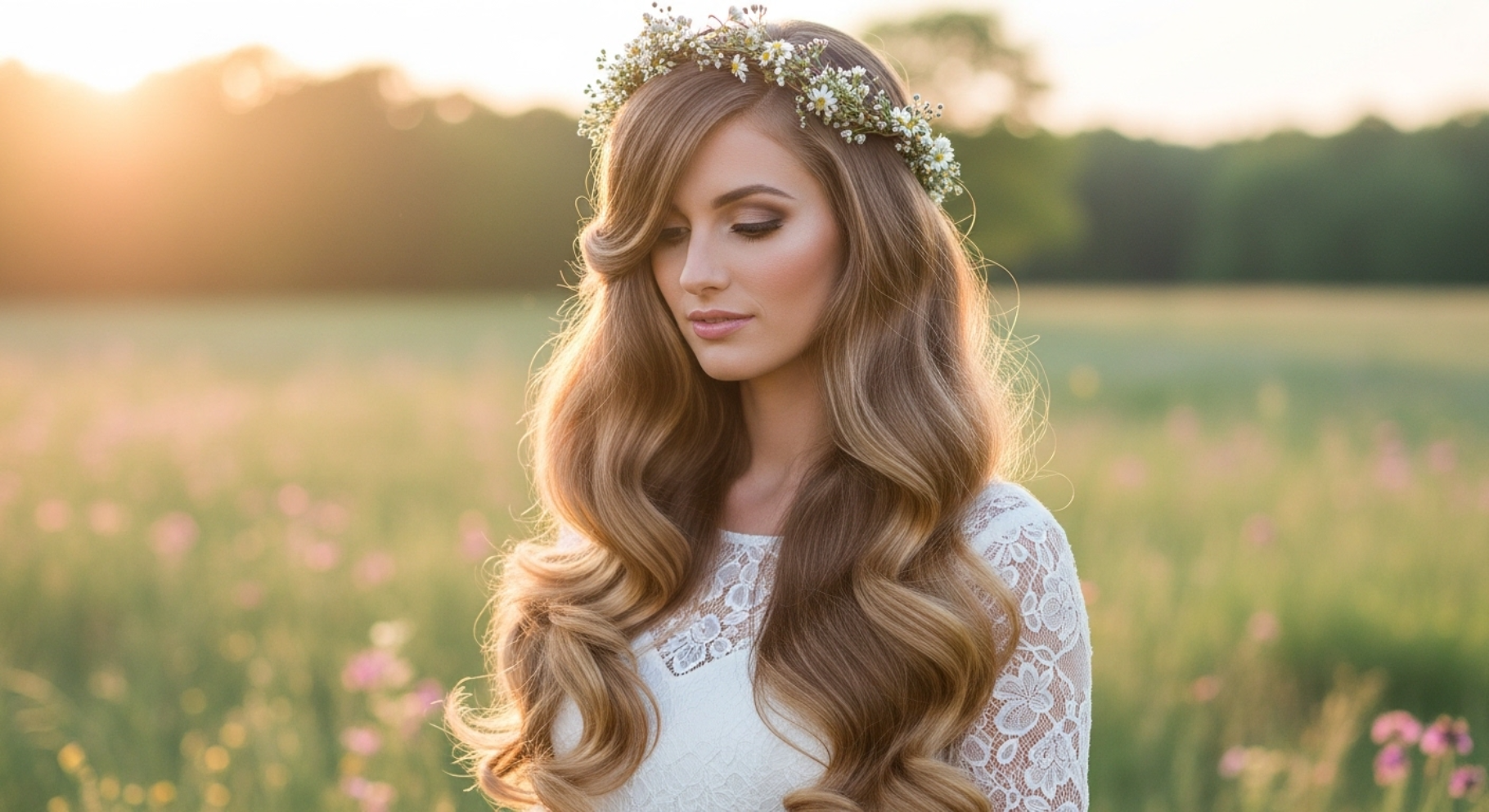 Long Hair with Side Part Waves