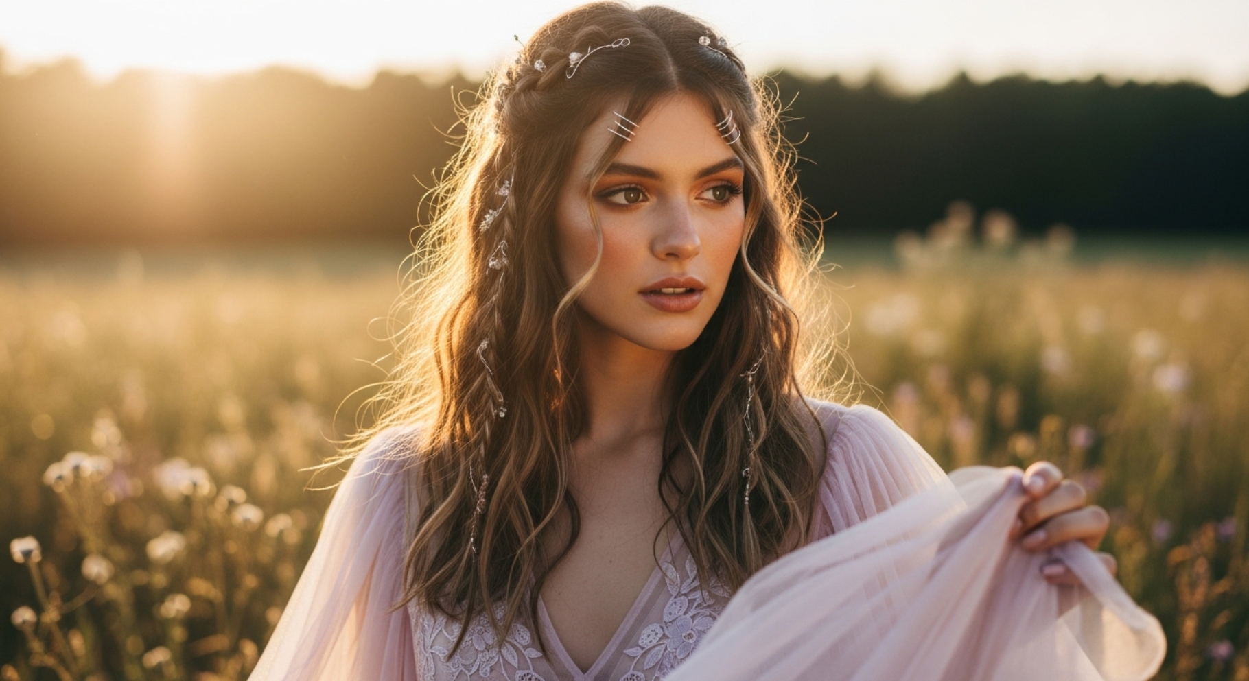 Loose Boho Waves with Middle Part