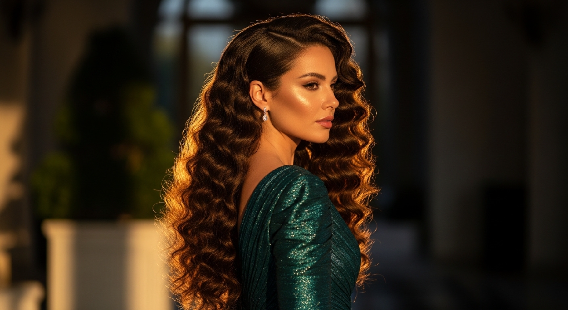 Loose Curly Down Style with Side Part