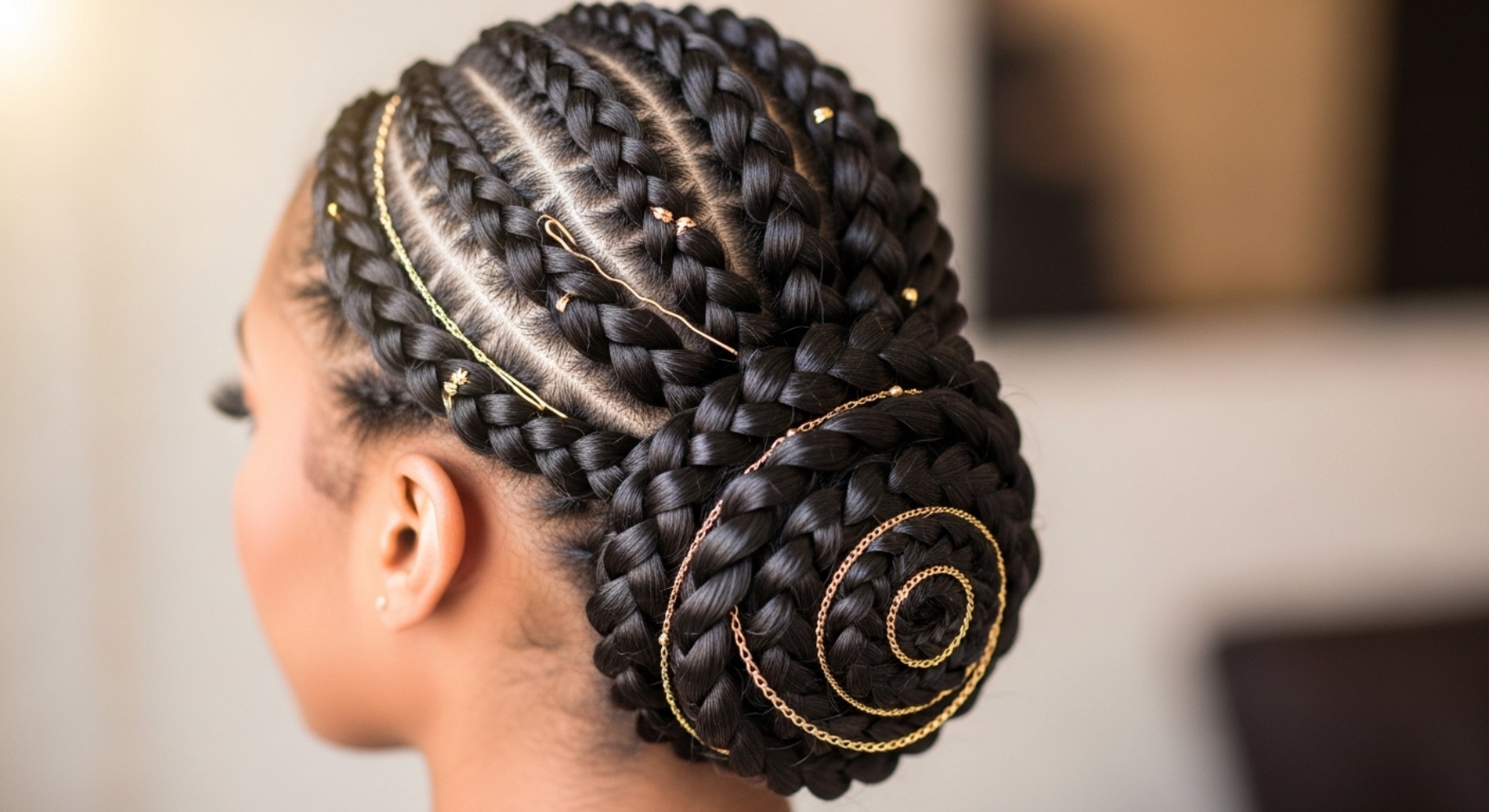 Low Twisted Braided Bun with Accessories