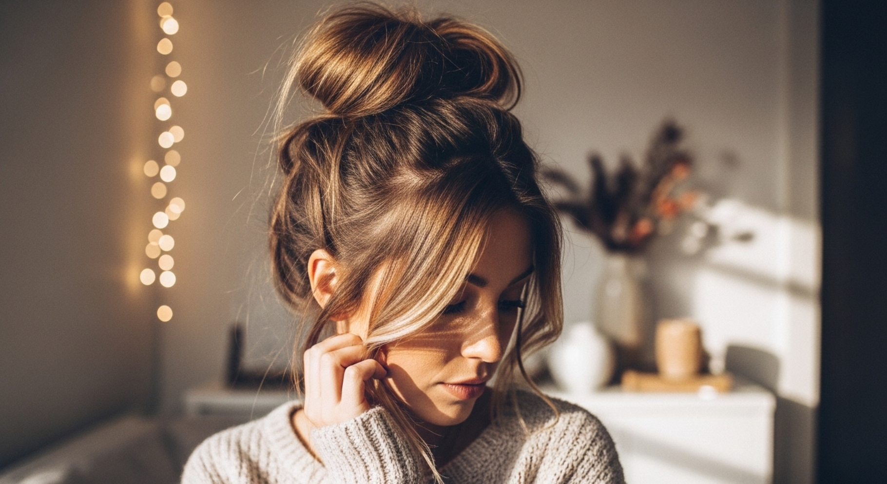 Messy Bun with Loose Strands