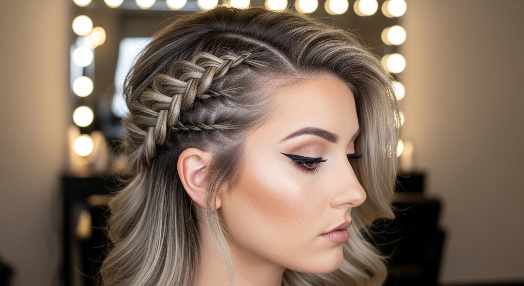 Mid Length Cut with Side Part Volume