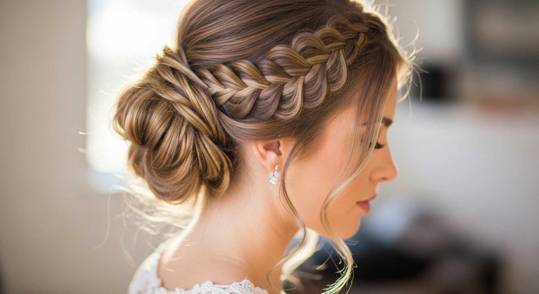 Romantic Braided Bun with Loose Tendrils