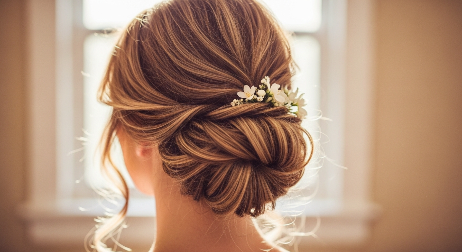 Romantic Updo with Soft Tendrils