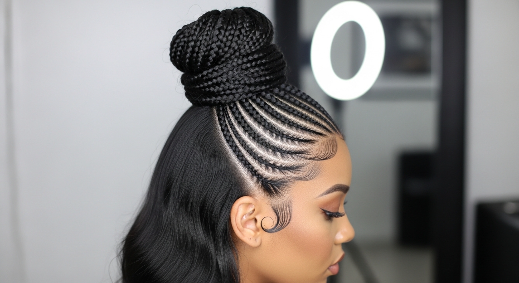 Sleek Braided Top Knot Updo