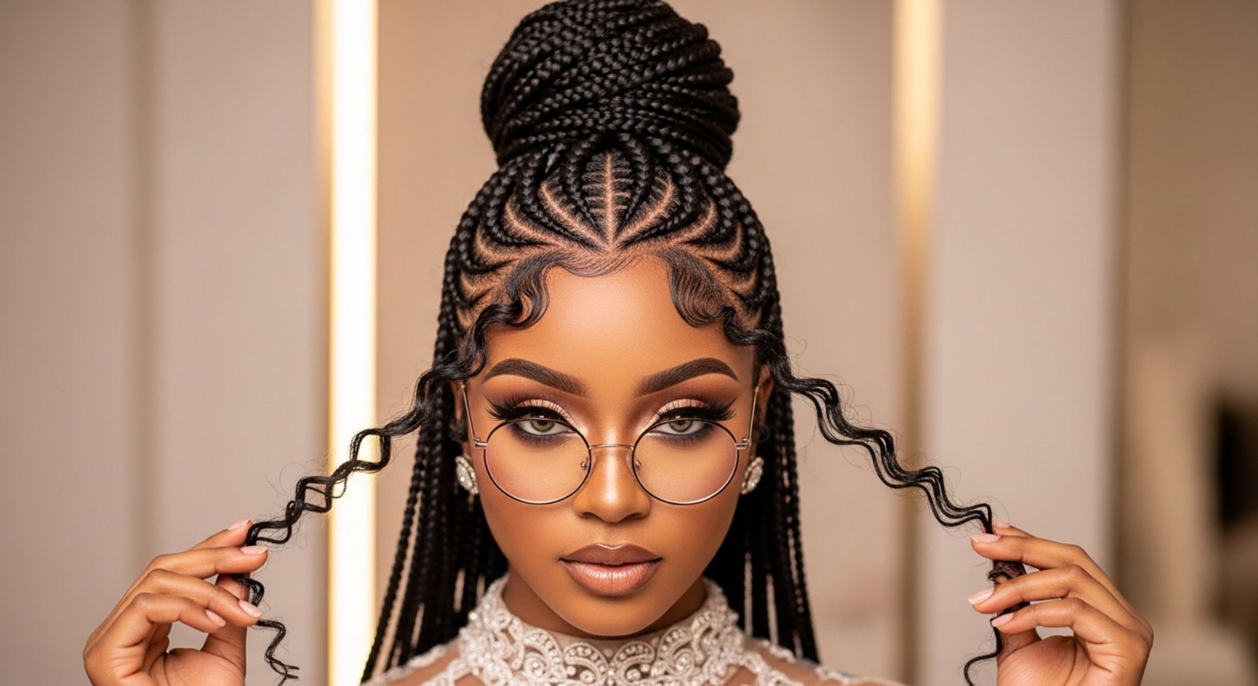 Sleek Cornrow Braided Bun Updo