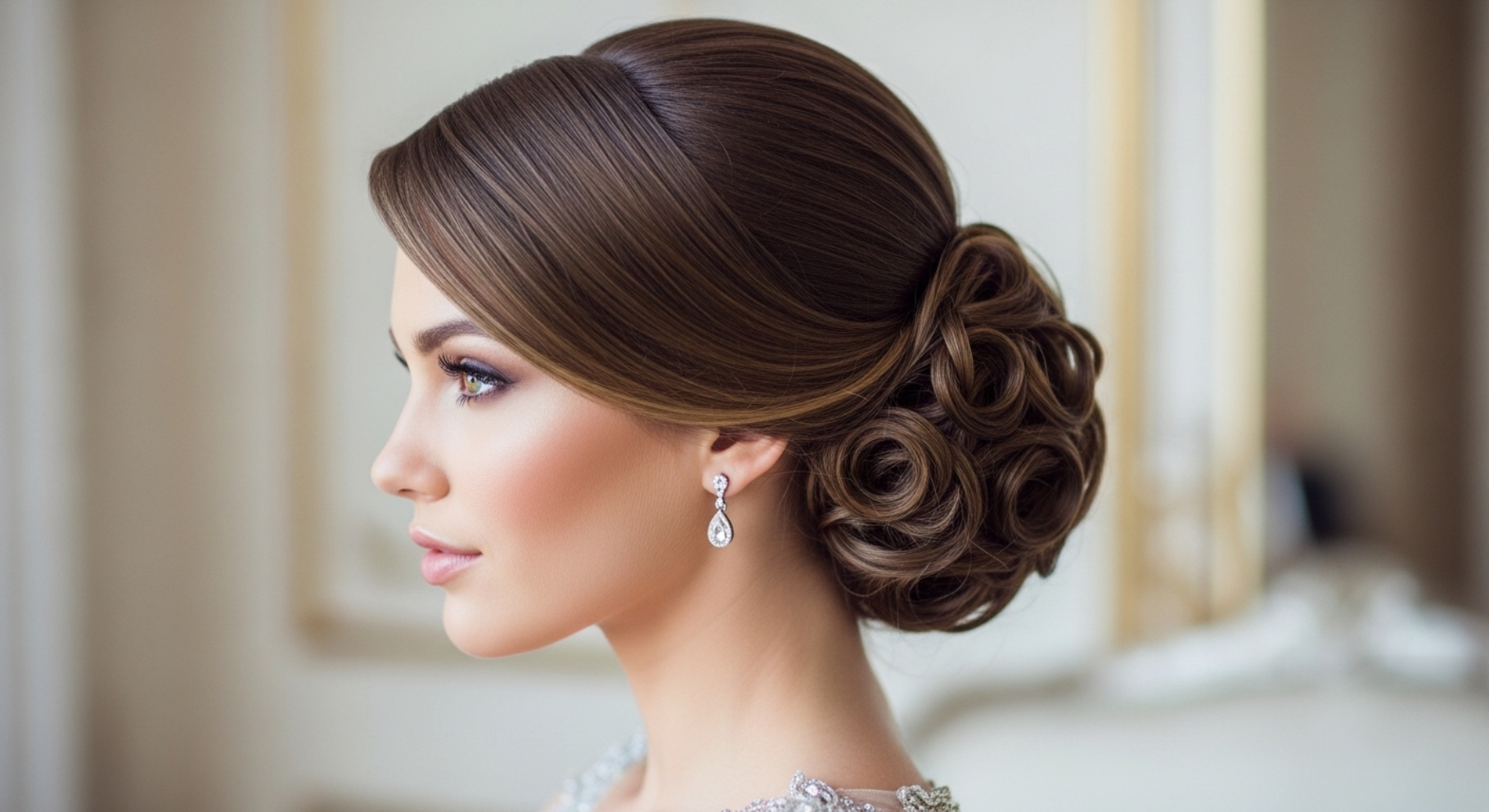 Sleek Curly Low Bun