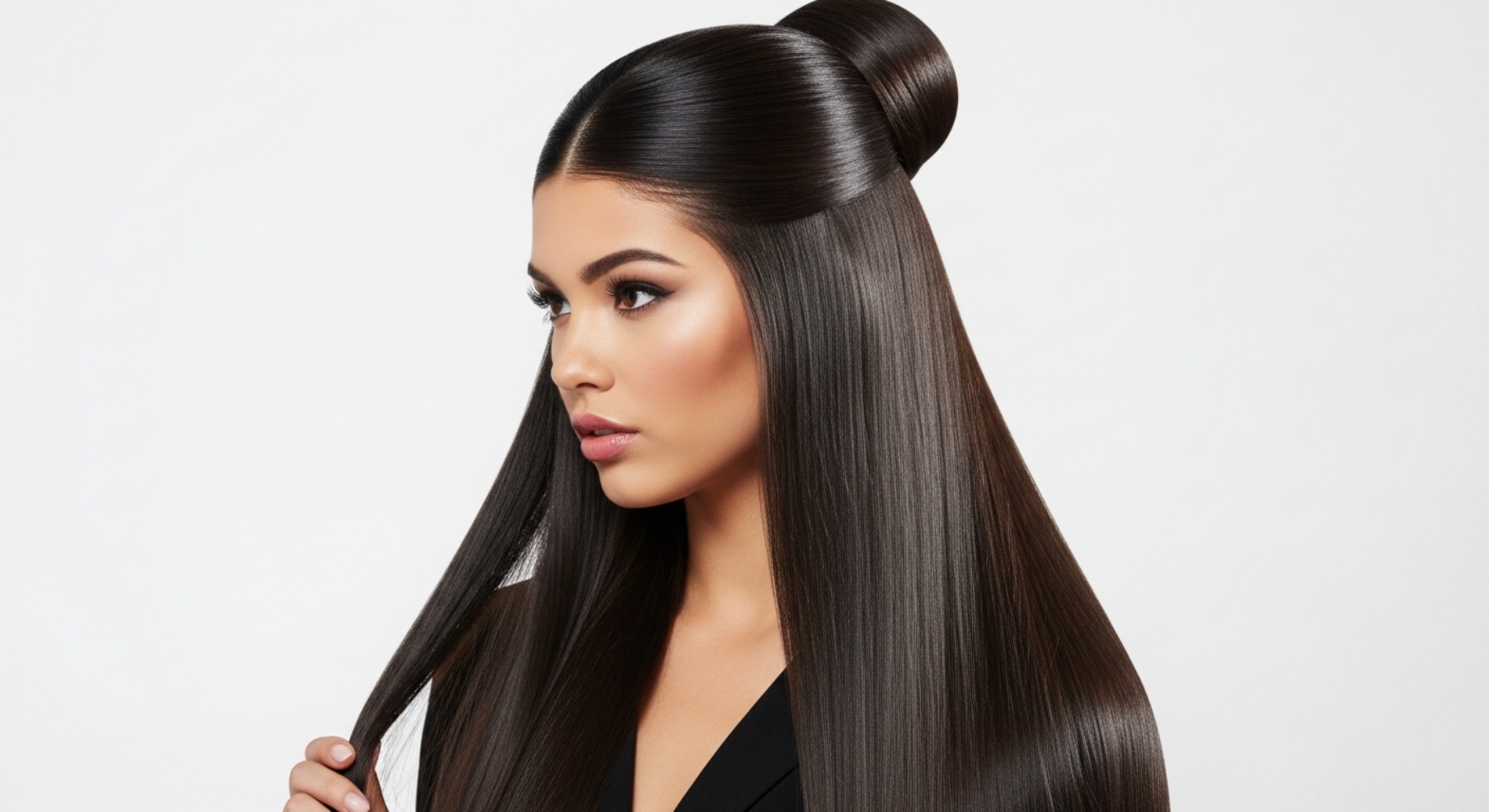 Sleek Half Up Straight Hair Look