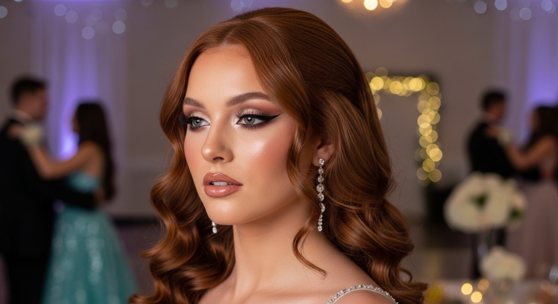 Sleek Middle Part with Defined Curls