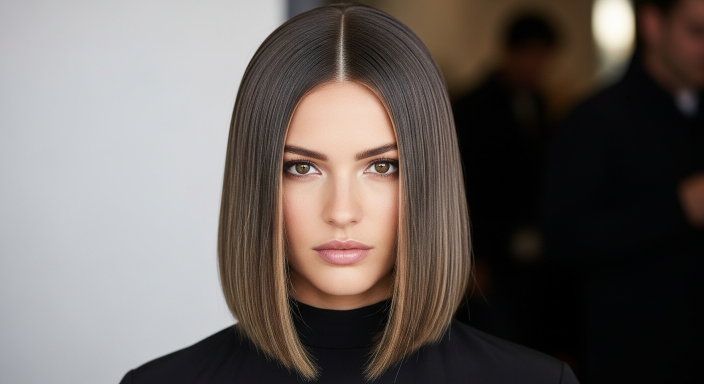 Sleek Straight Middle Part