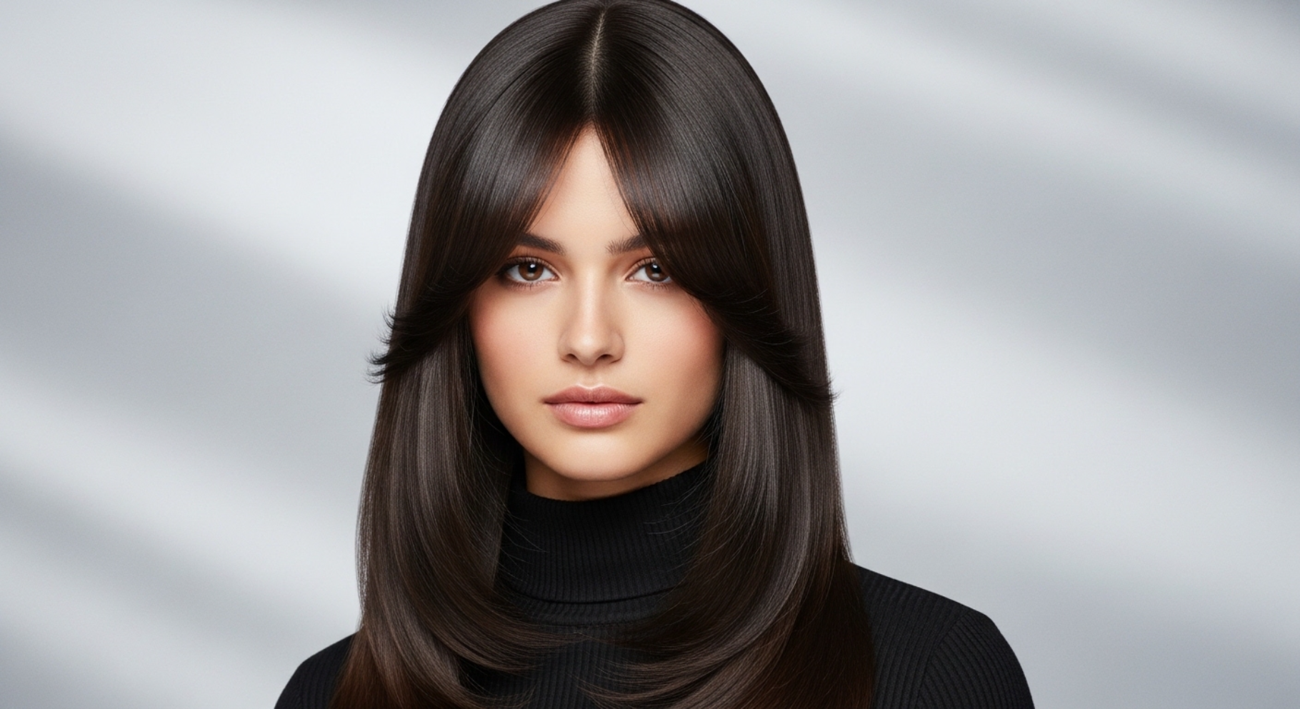 Straight Hair with Curtain Bangs