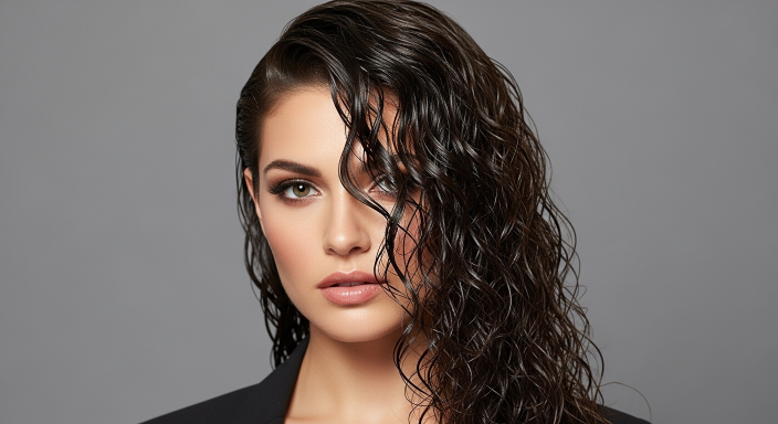 Wet Look Curly Style