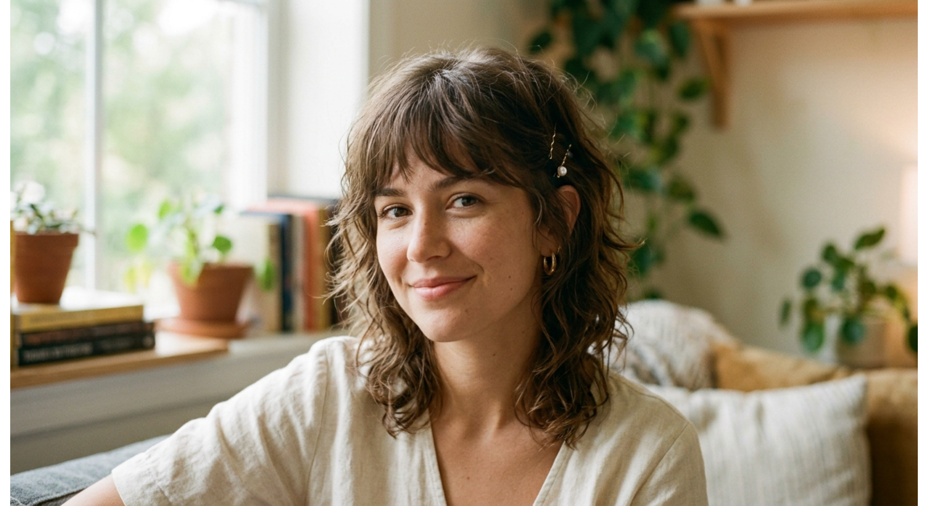 Air-Dried Natural Shag with Bangs