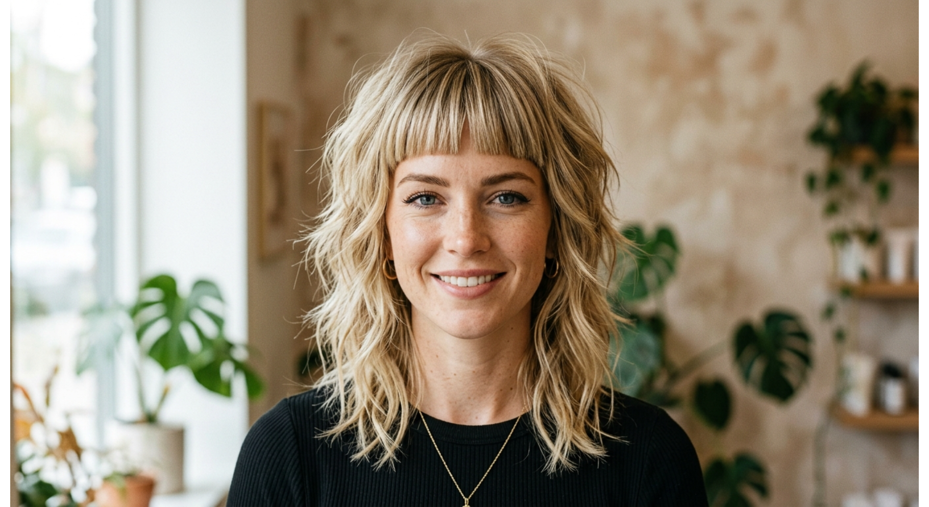Blonde Shag with Blunt Bangs