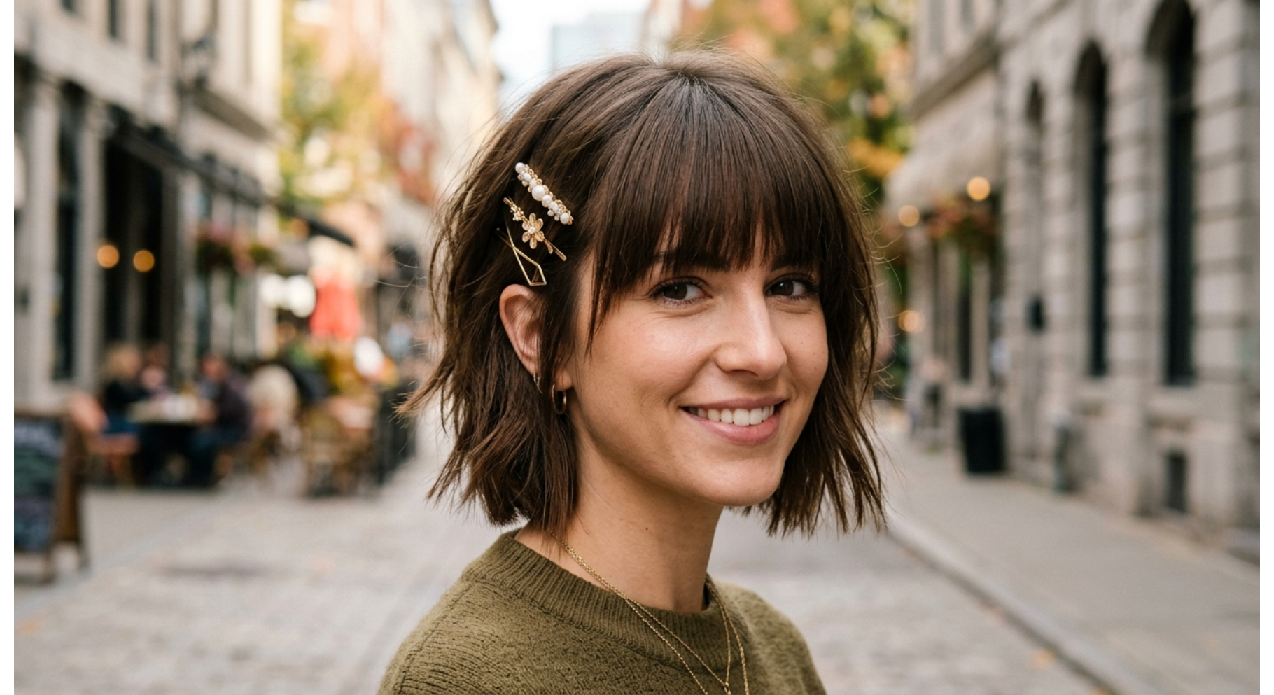 Blunt Shag with Full Bangs