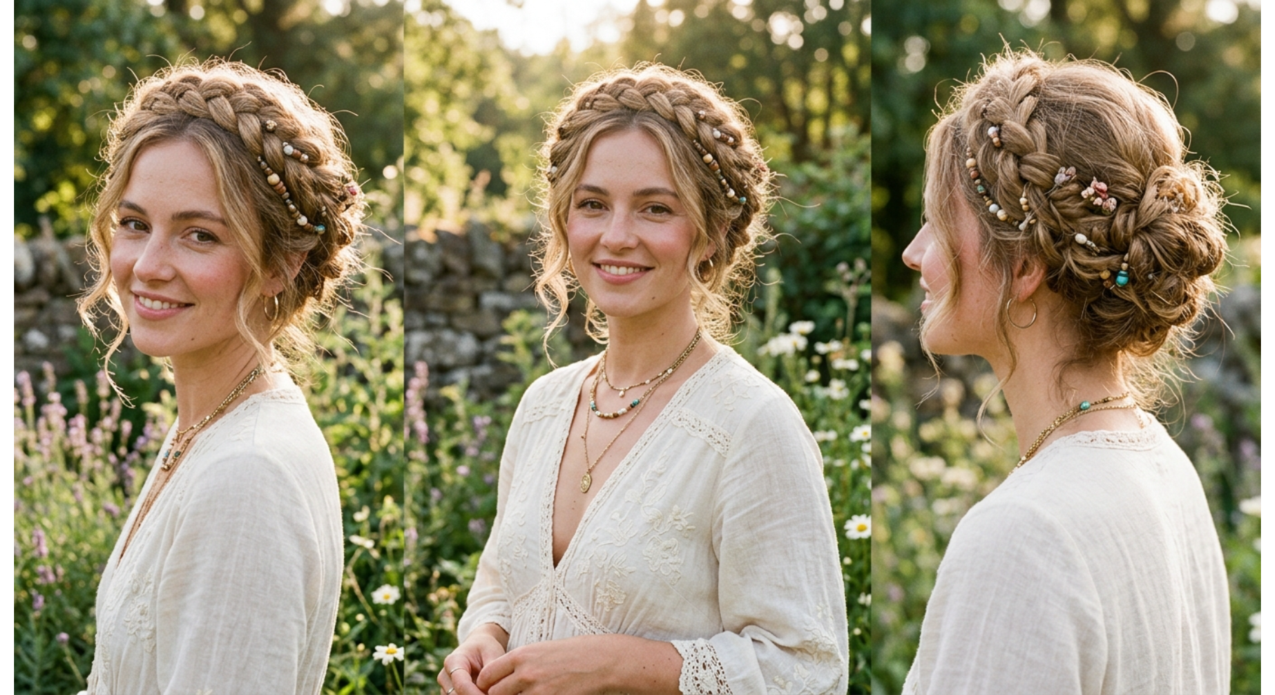 Braided Crown Messy Updo