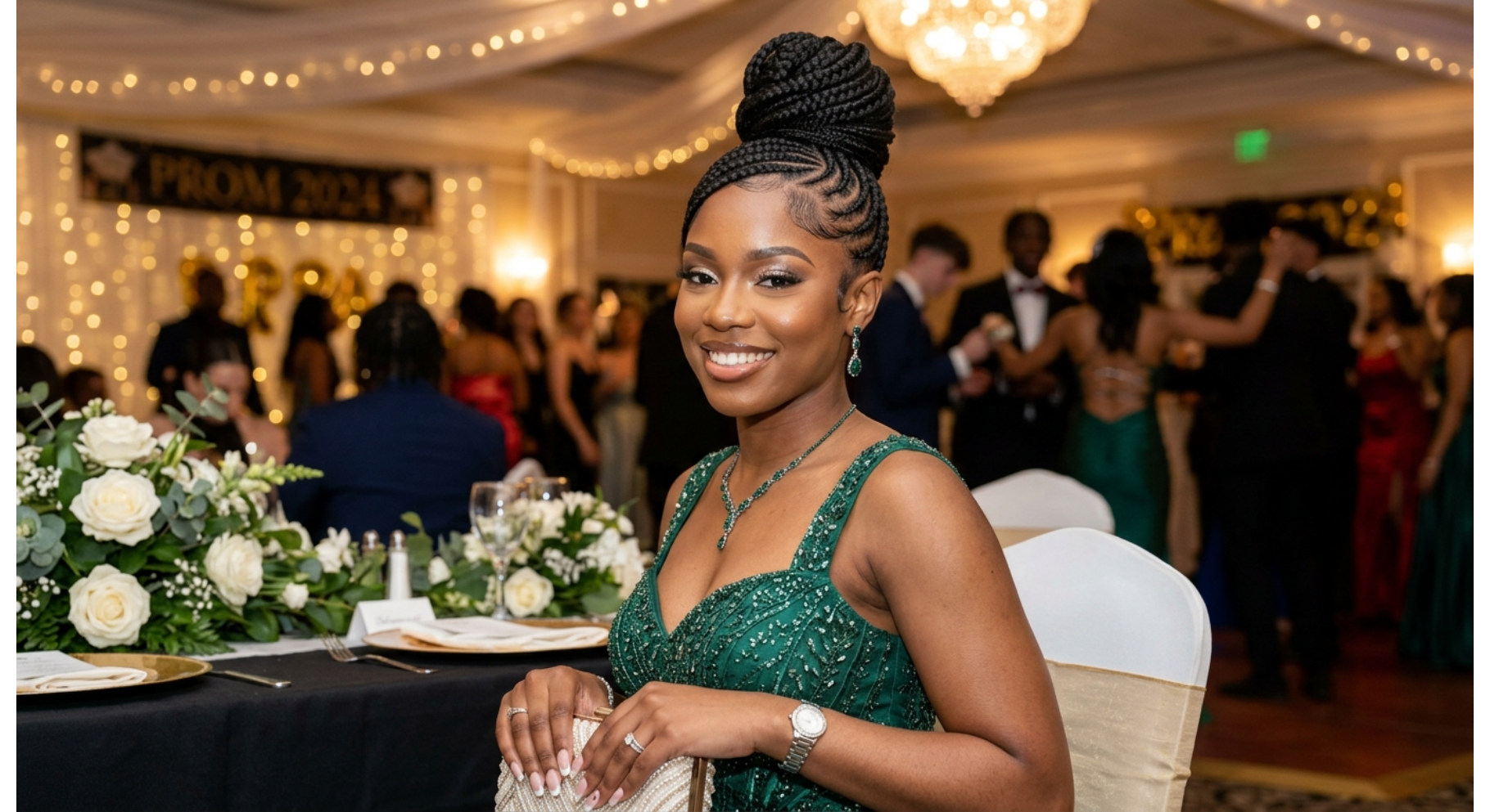 Braided High Bun with Feed In Braids