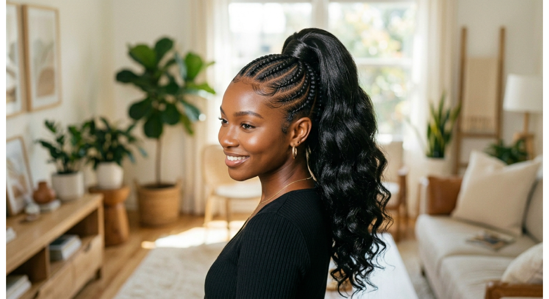 Cornrows into Ponytail