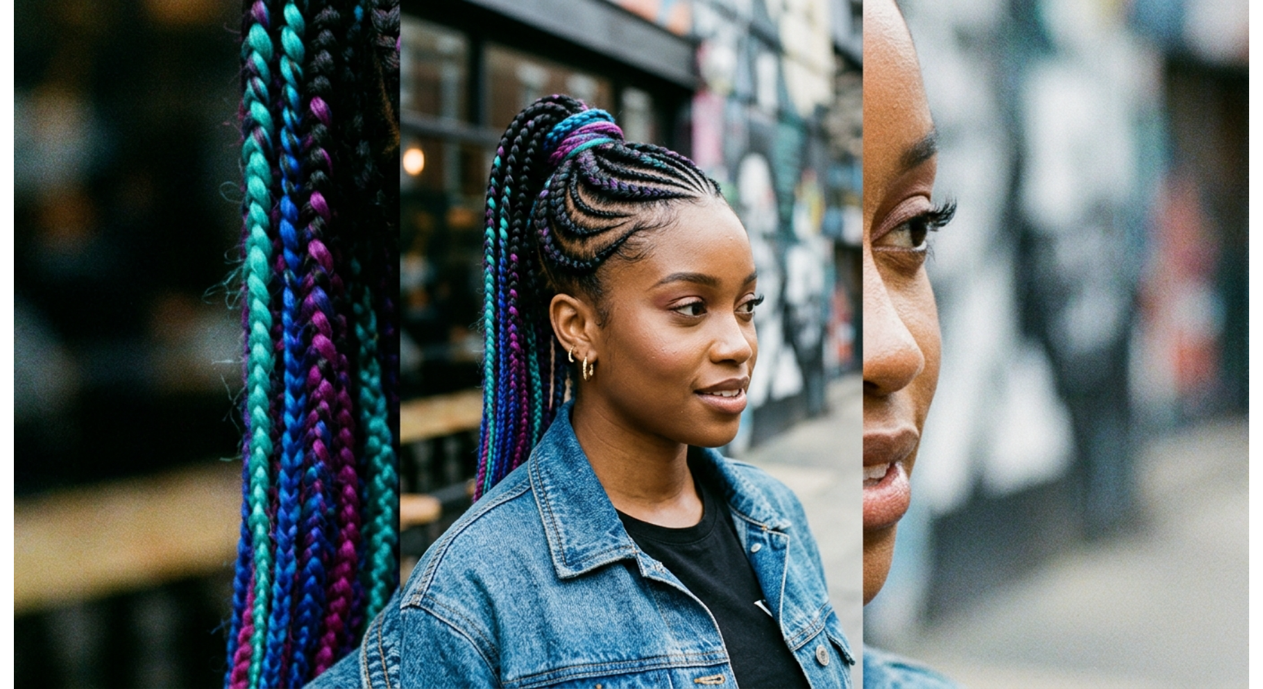 Cornrows with Colored Extensions