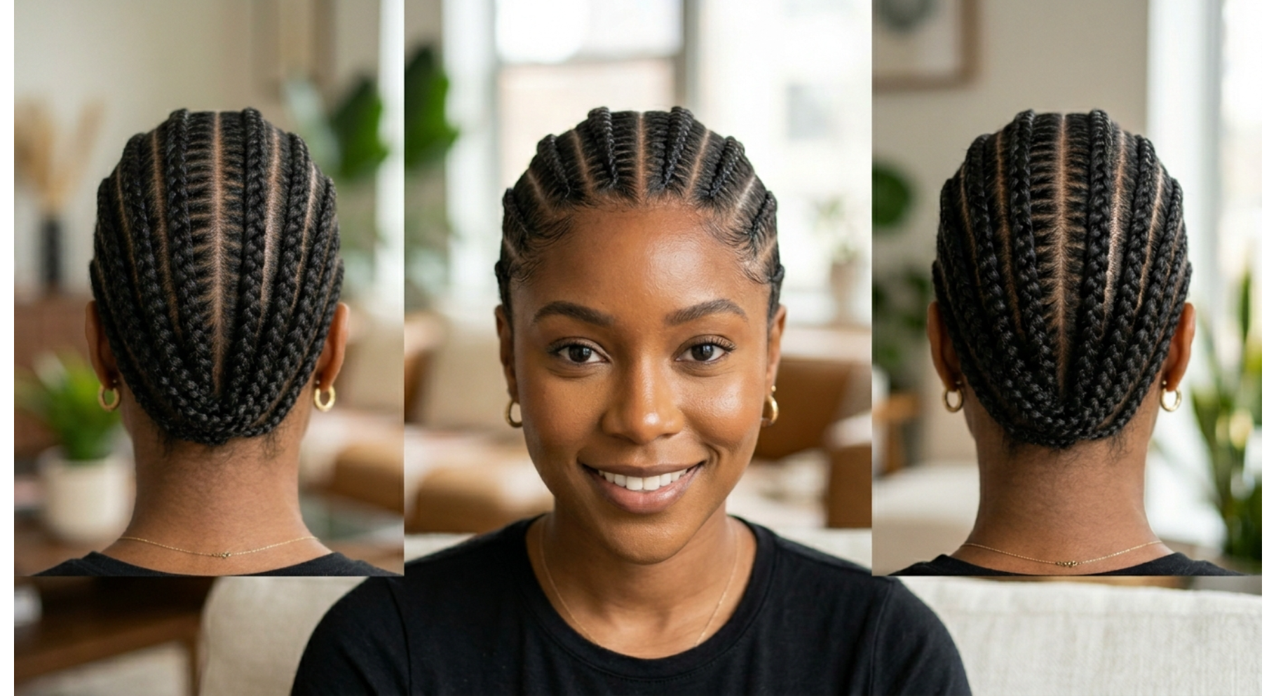 Cornrows with Middle Part