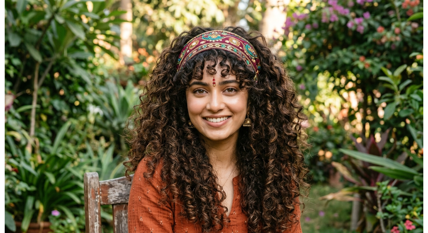 Curly Hair with Defined Bangs