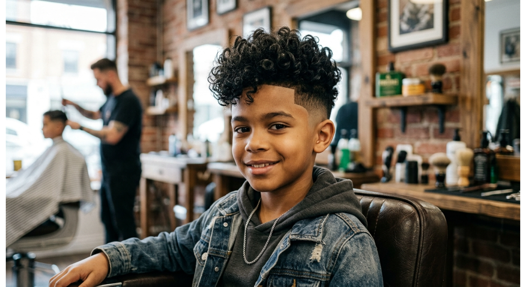 Curly Top With Mid Fade