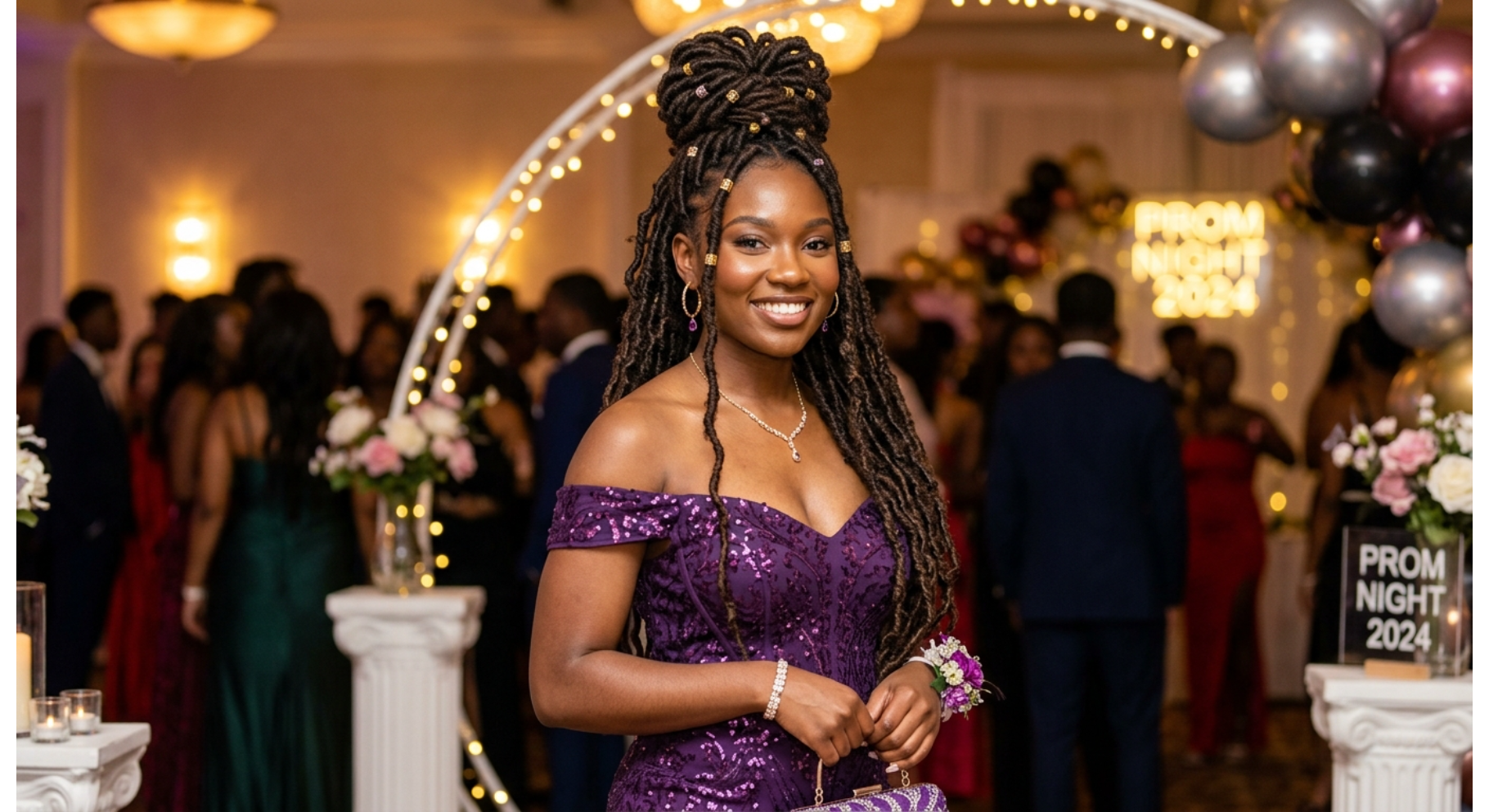 Faux Locs Half Up Style